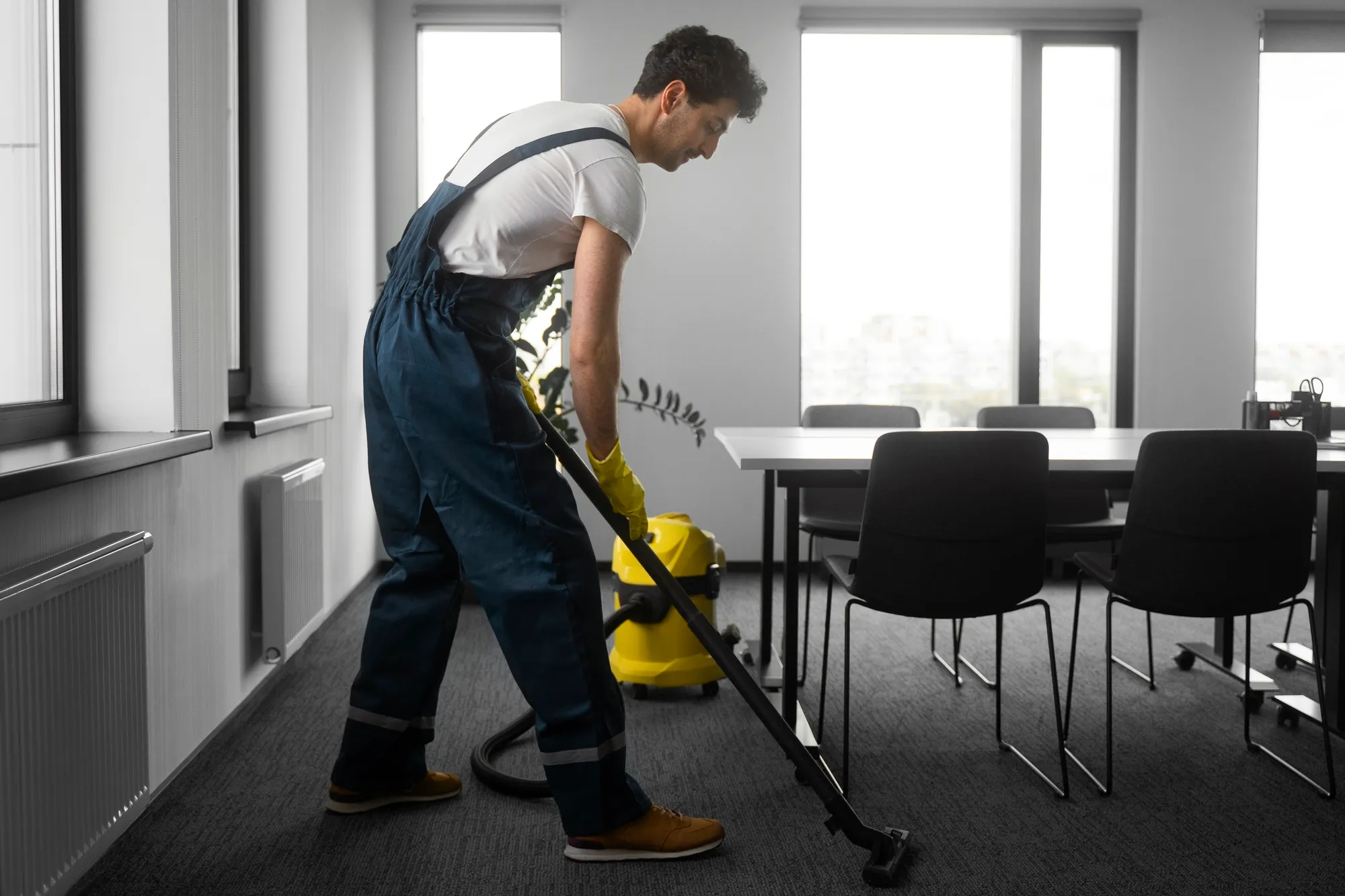 Modern pressure washing equipment with biodegradable detergent.
