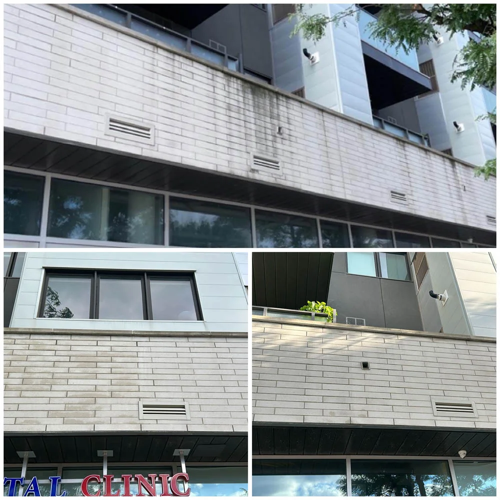 Brick wall washing - Toronto before and after