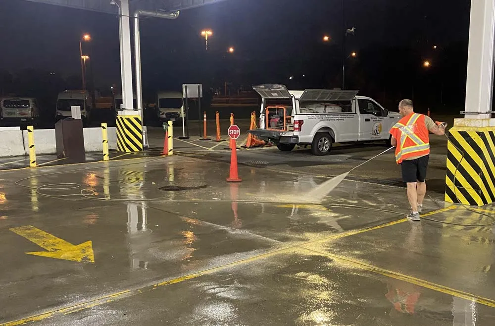 Basement and parking lot cleaning